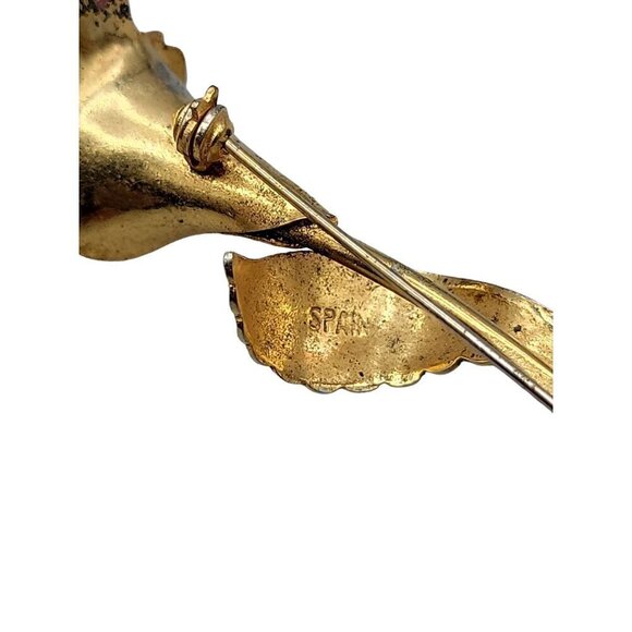 Vintage Gold & Rose Gold Calla Lily Brooch With Faux Pearls - Picture 12 of 16